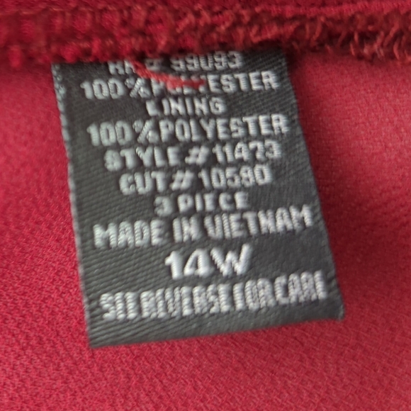 Dressbarn Red Wine Semi Sheer Open Duster Jacket w Glitter Design Size 14W - Picture 7 of 8